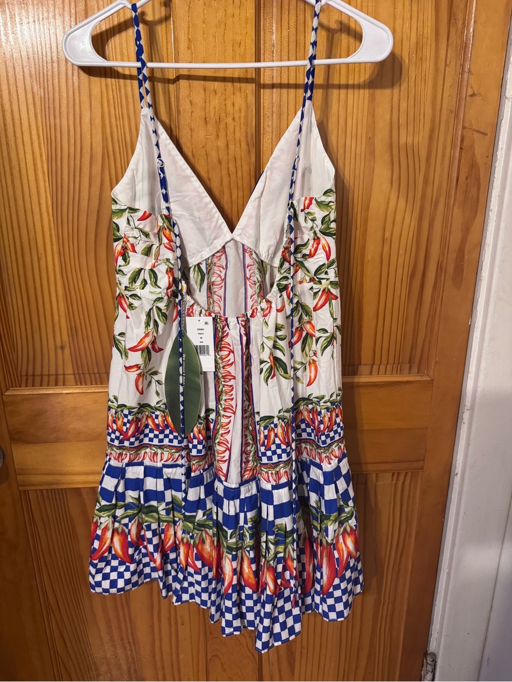 FARM Rio Blue & White Checkered Floral-Trim Mini Dress - Picture 3 of 4